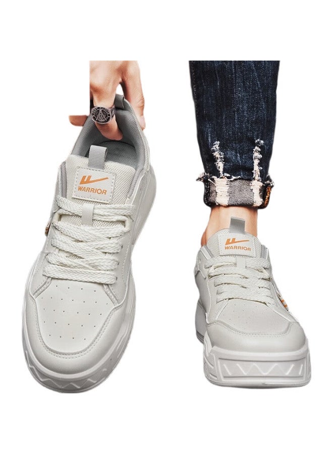 Pull Back Warrior Men'S Casual Shoes Autumn And Winter Men'S Leather Casual Shoes Men'S Thick-Soled Fashion Shoes Men'S Shoes Beige/Gray Size 43 - Image 3