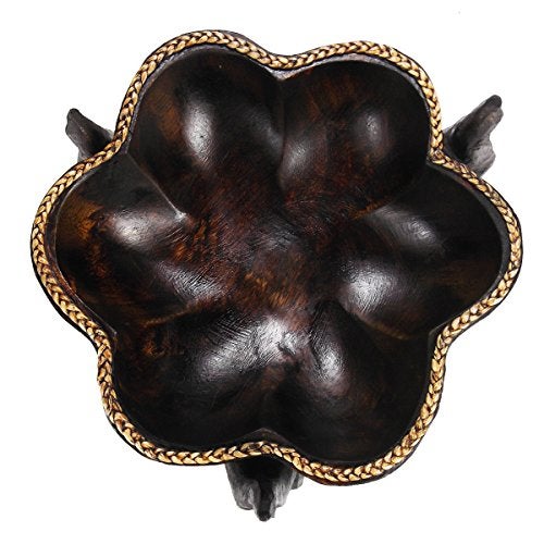AeraVida 6 inches Triumphant Elephants Carved Rain Tree Wooden Bowl - Fair Trade Handicraft - Image 3