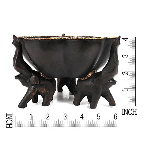 AeraVida 6 inches Triumphant Elephants Carved Rain Tree Wooden Bowl - Fair Trade Handicraft - Image 5
