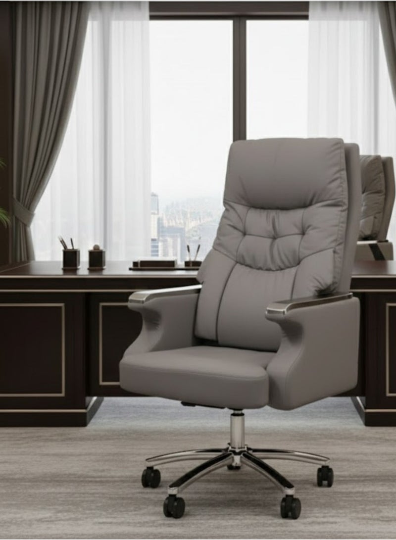 FURALUX Executive Ergonomic Office Chair, High Back Boss Chair with Thick Cushion Seat, Adjustable Height, 360° Swivel Computer Desk Chair, Comfortable Leather Office Chair for Home Office, Work & Study – Grey - Image 4