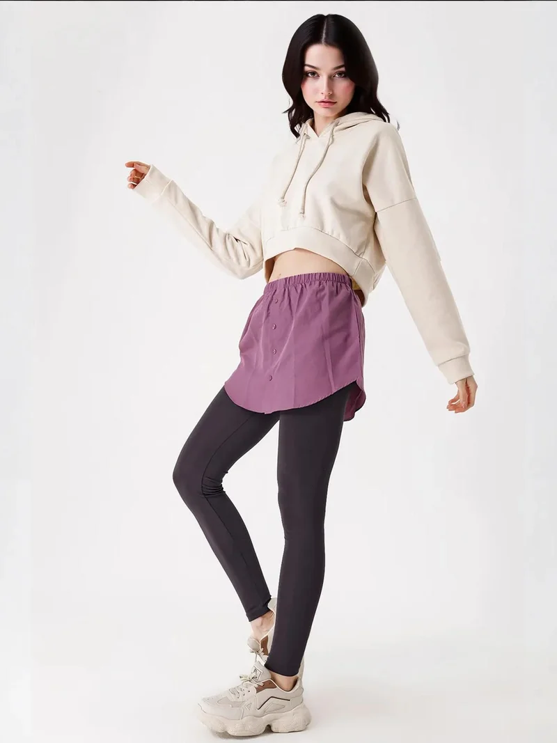 BIG DART BDART Relaxed Fit Hooded Crop Hoodie with Button Closure