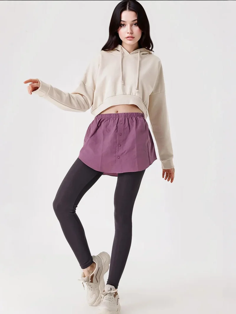 BIG DART BDART Relaxed Fit Hooded Crop Hoodie with Button Closure