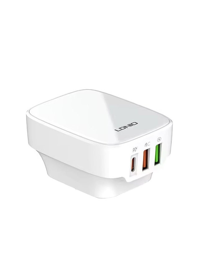 LDNIO USB C Charger Plug, 32W USB Charger 3-Port Multi USB Charger Fast Charging Type C PD Power Adapter for Samsung S21, S23, S22 Ultra, S10, A13, iPhone 15/14/13/12/11 Pro Max/ XR White  - Image 4