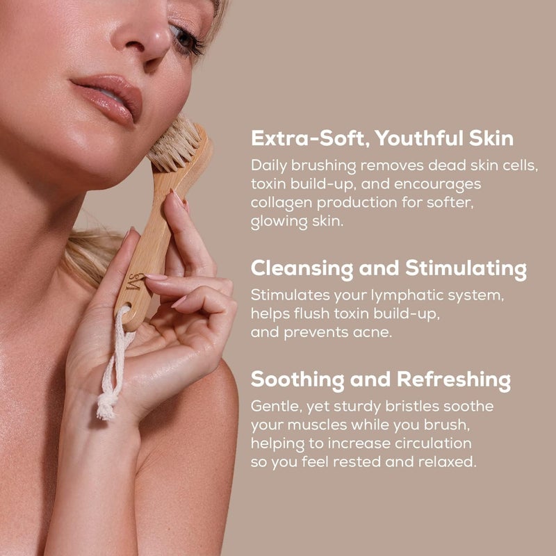 CSM Mini Dry Brush Natural Bristle Small Body Brush Exfoliating Facial Cleansing Brush for Soft Skin and Other Sensitive Areas Like Your Neck Chest and Nails - Image 5