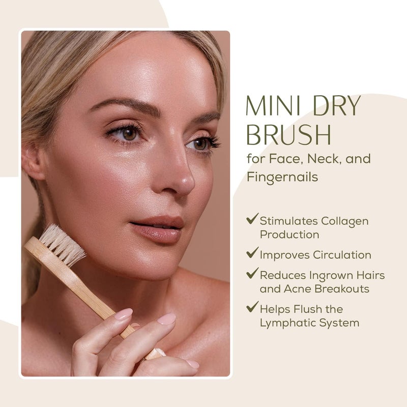 CSM Mini Dry Brush Natural Bristle Small Body Brush Exfoliating Facial Cleansing Brush for Soft Skin and Other Sensitive Areas Like Your Neck Chest and Nails - Image 2
