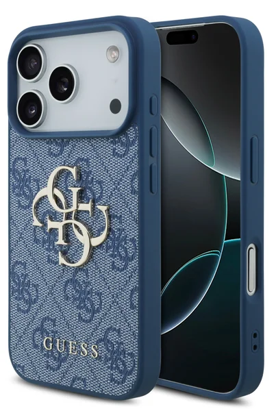 GUESS PU Leather Case with Big 4G & Classic Logo for iPhone 17 Pro Max / Easy Snap-On / Sustainable Packaging / Comfortable Grip / Drop Protection / Slim Profile & Lightweight Design - Blue