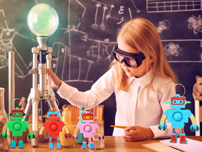 mypush popo 24 Packs Robot Presents Bulk Rainbow Fidgets Classroom Students Gifts from Teacher, Mini Pop Christmas Prizes Party Favors for Kids - Image 5