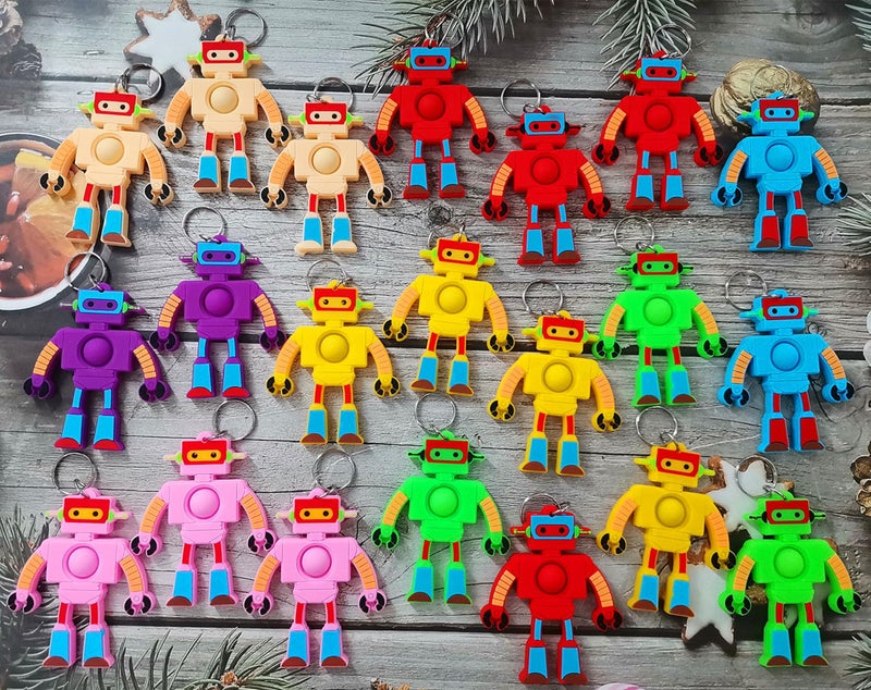 mypush popo 24 Packs Robot Presents Bulk Rainbow Fidgets Classroom Students Gifts from Teacher, Mini Pop Christmas Prizes Party Favors for Kids - Image 3