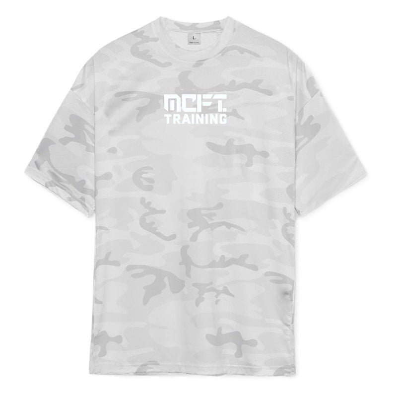 Summer muscle quick-drying camouflage short-sleeved T-shirt men''s AliExpress leisure sports training breathable half-sleeve loose fitness - Image 1