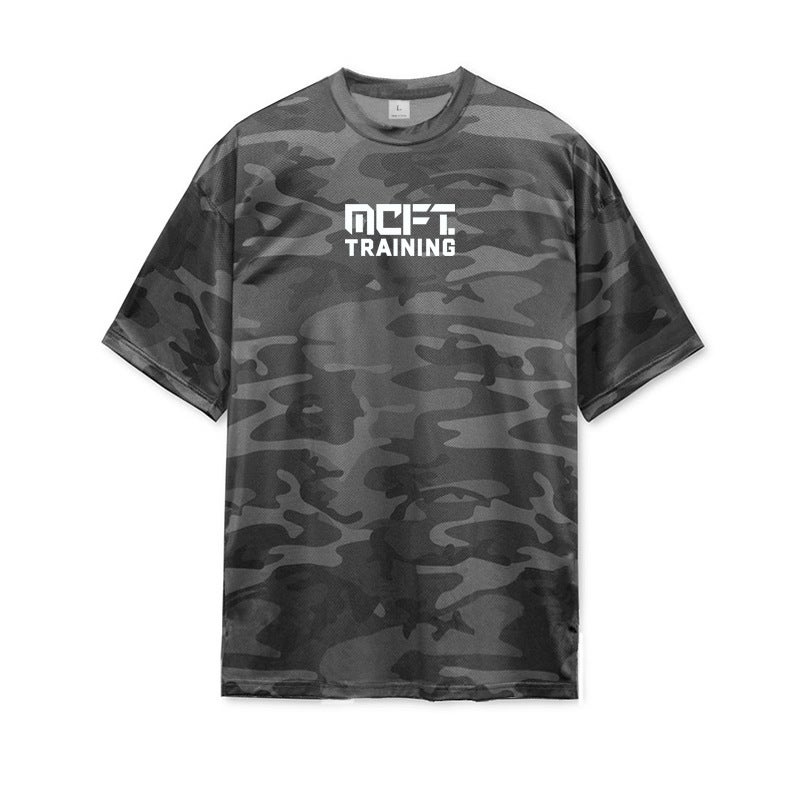 Summer muscle quick-drying camouflage short-sleeved T-shirt men''s AliExpress leisure sports training breathable half-sleeve loose fitness - Image 5
