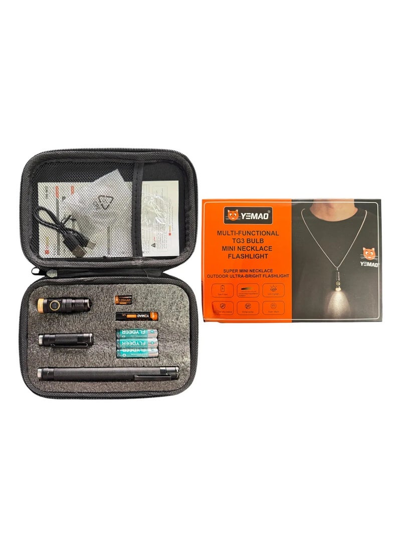 Multi-Functional Mini Necklace Flashlight - Ultra-Bright LED Portable Outdoor Torch with Type-C Charging