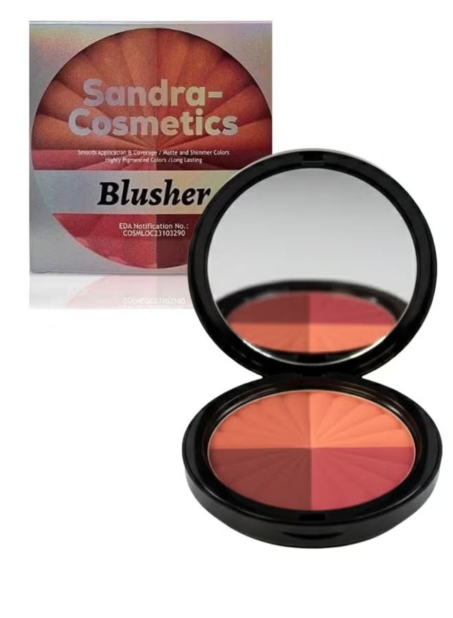 Sandra 4-Color Blush Palette – Multi-Shade Natural Cheek Color, Smooth Blendable Powder for Long-Lasting Fresh Look – Professional Makeup Compact - Image 1