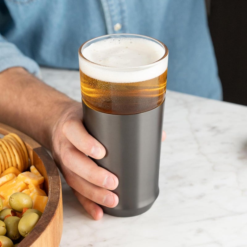 Elevated Craft Hybrid Vacuum Insulated Stainless Steel Base with Removable Pint Glass Insert, Ideal Insulation for Beers & Cold Beverages with Built-in Bottle Opener, Durable & Stylish, Black (16 oz) - Image 4