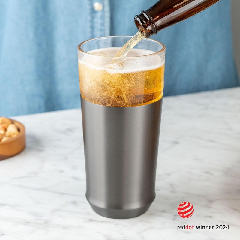 Elevated Craft Hybrid Vacuum Insulated Stainless Steel Base with Removable Pint Glass Insert, Ideal Insulation for Beers & Cold Beverages with Built-in Bottle Opener, Durable & Stylish, Black (16 oz) - Image 3