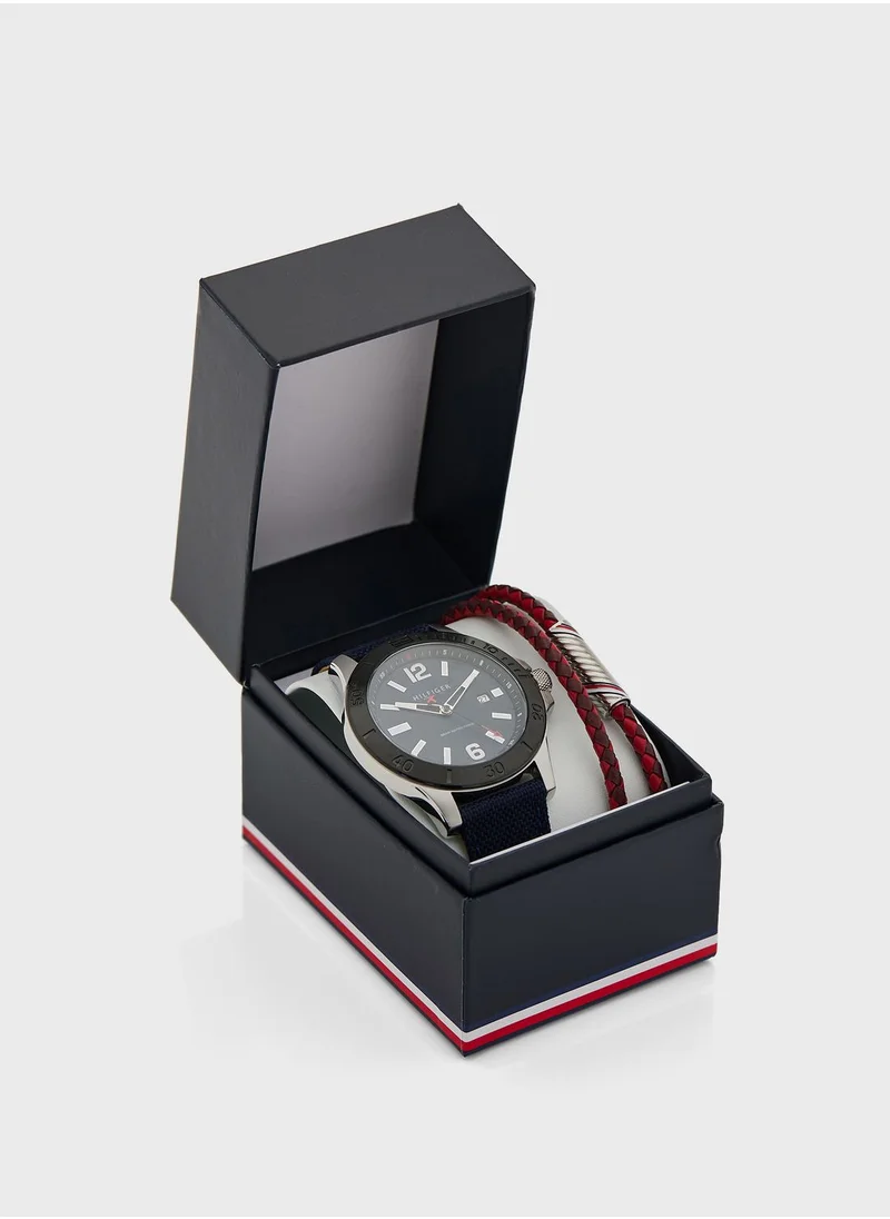 TOMMY HILFIGER Round Analog Watch And Bracelet Set