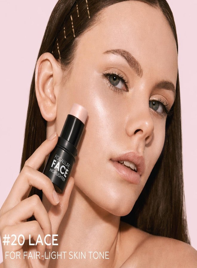 FOCALLURE Cream Highlighter Stick - Shimmer Illuminator Pen, Non-greasy Long-lasting Glow Stick, Lightweight Buildable Makeup for Face & Body, Easy Blending Strobing Cosmetic,LACE - Image 2