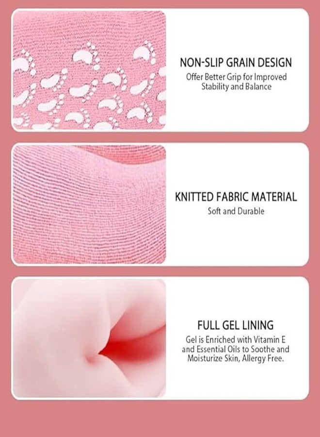 SPEFEZ Silicone Moisturizer Socks Spa Gel Socks Silicone Socks For Cracked Heel Silicone Socks For Women Ultra-Soft Moisturizing Socks with DIY Natural Oil and Vitamin E Repair (Pink) - Image 2