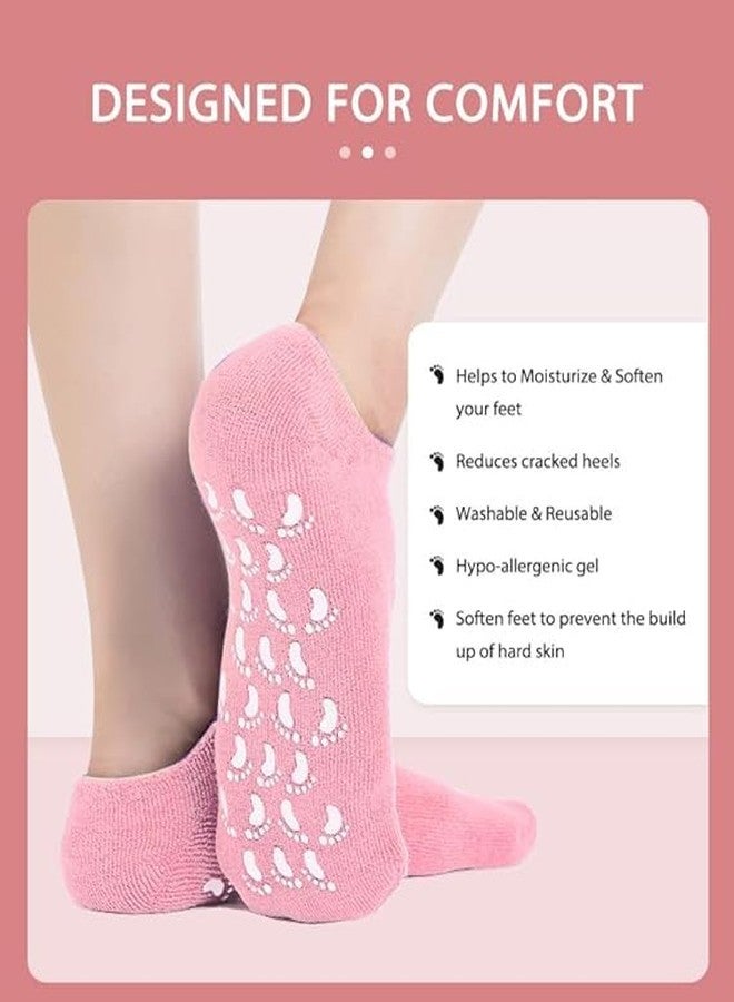 SPEFEZ Silicone Moisturizer Socks Spa Gel Socks Silicone Socks For Cracked Heel Silicone Socks For Women Ultra-Soft Moisturizing Socks with DIY Natural Oil and Vitamin E Repair (Pink) - Image 3