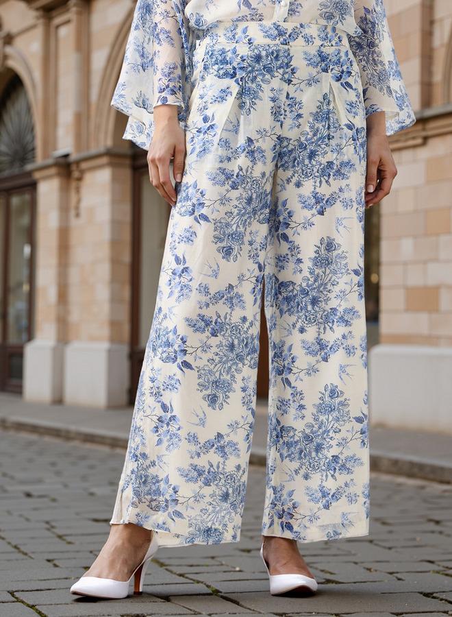 ايكونيك بنطلون واسع بطبعة زهور أيقونية شاملة - Image 1
