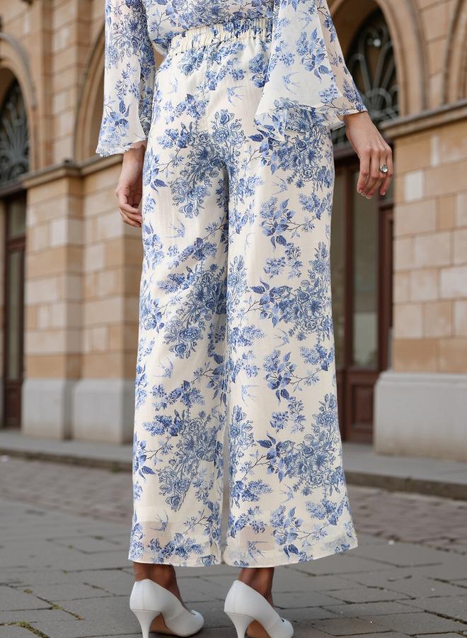 ايكونيك بنطلون واسع بطبعة زهور أيقونية شاملة - Image 3
