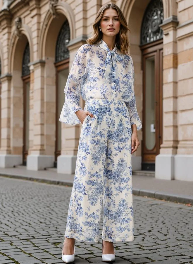 Iconic Iconic All-Over Floral Print Wide Leg Pants