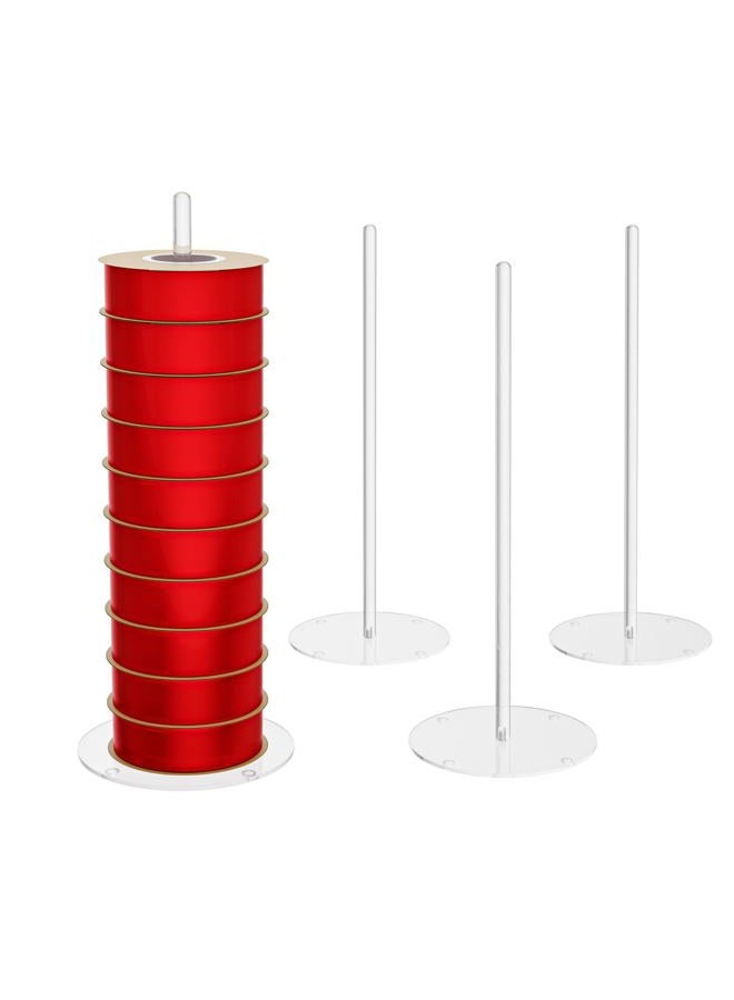 YFEEN Ribbon Storage Rack Holder,4 Clear Acrylic Pack RibbonTape for Sewing Craft Mesh Thread Tape Wreath Crochet Roll Florist Arts Wrapping Gift 15inch High - Image 1