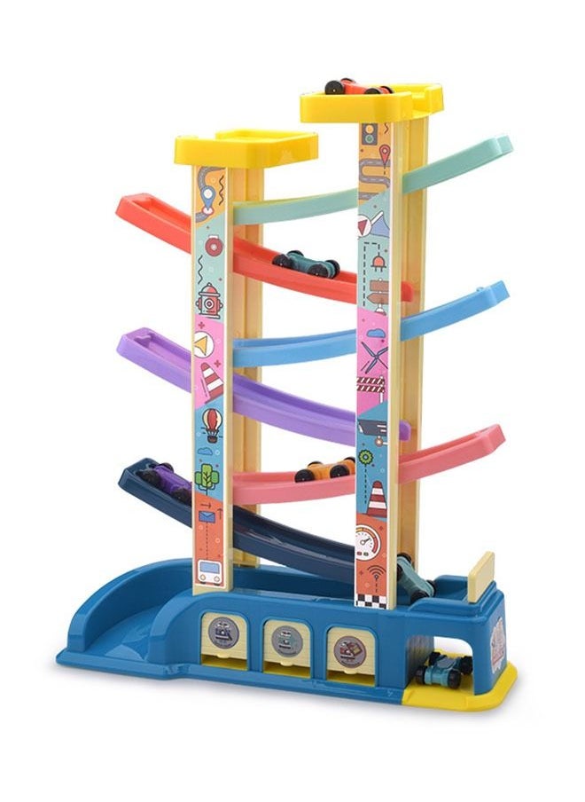 ZCM-HAPPY 6 Layers Kids Sliding Racing Track Toy Car Game Ramp Racer With Car Parking Garage  - Image 1