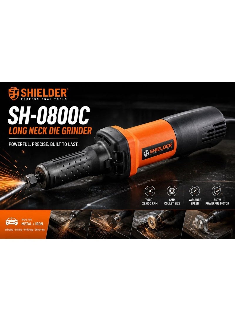 Shielder Long Neck Die Grinder 840W Variable Speed 6mm Collet SH-0800C - Image 3