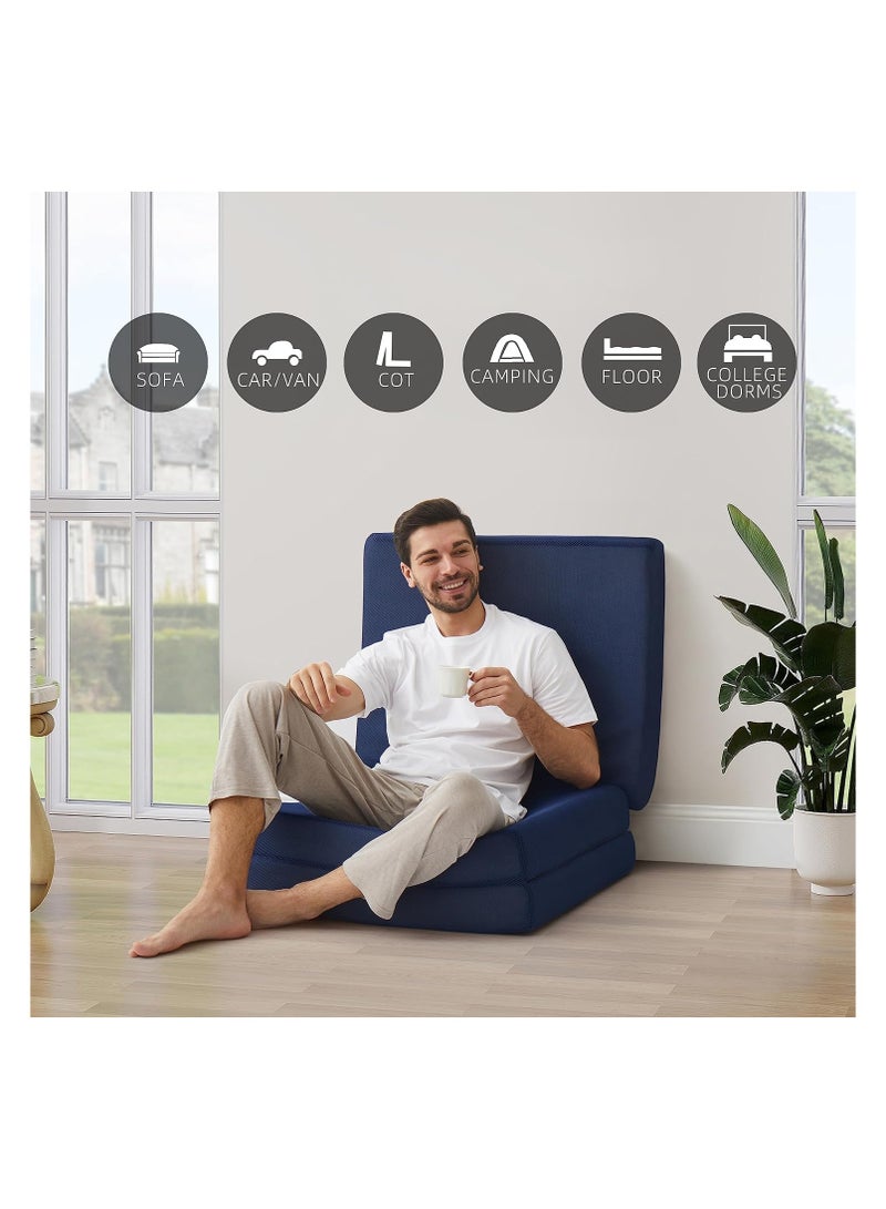 COMFY PORTABLE BLUE VELVET MEDICATED FOLDING MATTRESS 180 X 90 X 10CM - Image 1