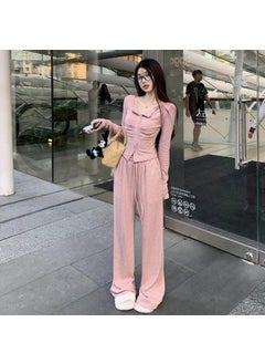 Pink knitted suit [top + pants]