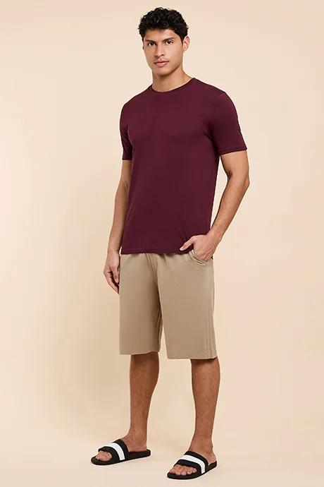 أر أند بي Solid Lounge Shorts with Drawstring Waist