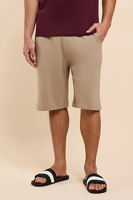 أر أند بي Solid Lounge Shorts with Drawstring Waist