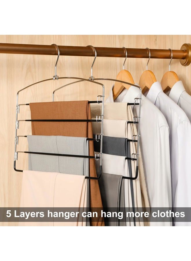 Topia Hanger Pant Hangers Space Saving 3 Pack Yoga Pants Leggings For Closet Non Slip 5 Tier Swing Arm Organizer Trouser Jeans Slack - Ct49B - Image 2