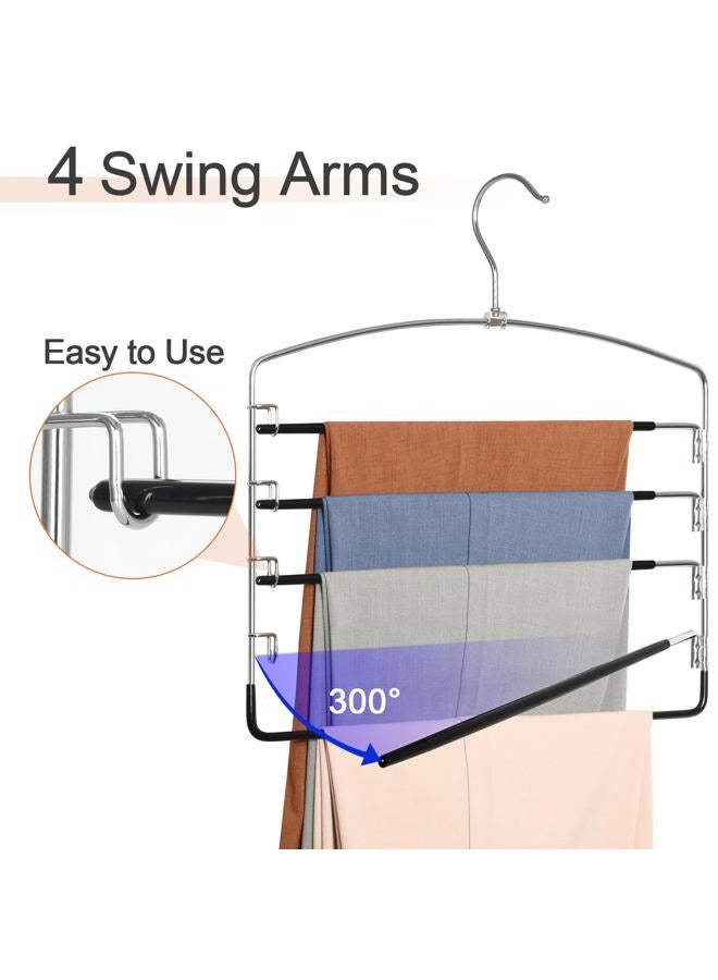 Topia Hanger Pant Hangers Space Saving 3 Pack Yoga Pants Leggings For Closet Non Slip 5 Tier Swing Arm Organizer Trouser Jeans Slack - Ct49B - Image 4