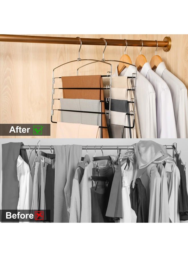 Topia Hanger Pant Hangers Space Saving 3 Pack Yoga Pants Leggings For Closet Non Slip 5 Tier Swing Arm Organizer Trouser Jeans Slack - Ct49B - Image 3