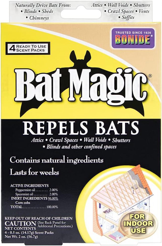 Bonide Bat Magic Bat Repellent, Pack of 4 Ready-to-Use Scent Packs for Indoor Bat Control - Image 1