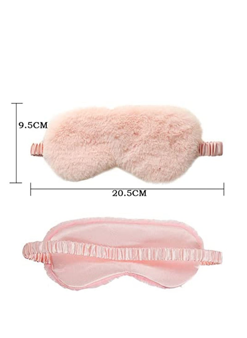 SYOSI - Plush Sleeping Eye Mask Sleeping Masks for Women Soft Fluffy Eye Cover Silk Eye Mask with Elastic Strap Blindfold Sleep Masks for Women Kids Men Family 3 PCS - Image 1