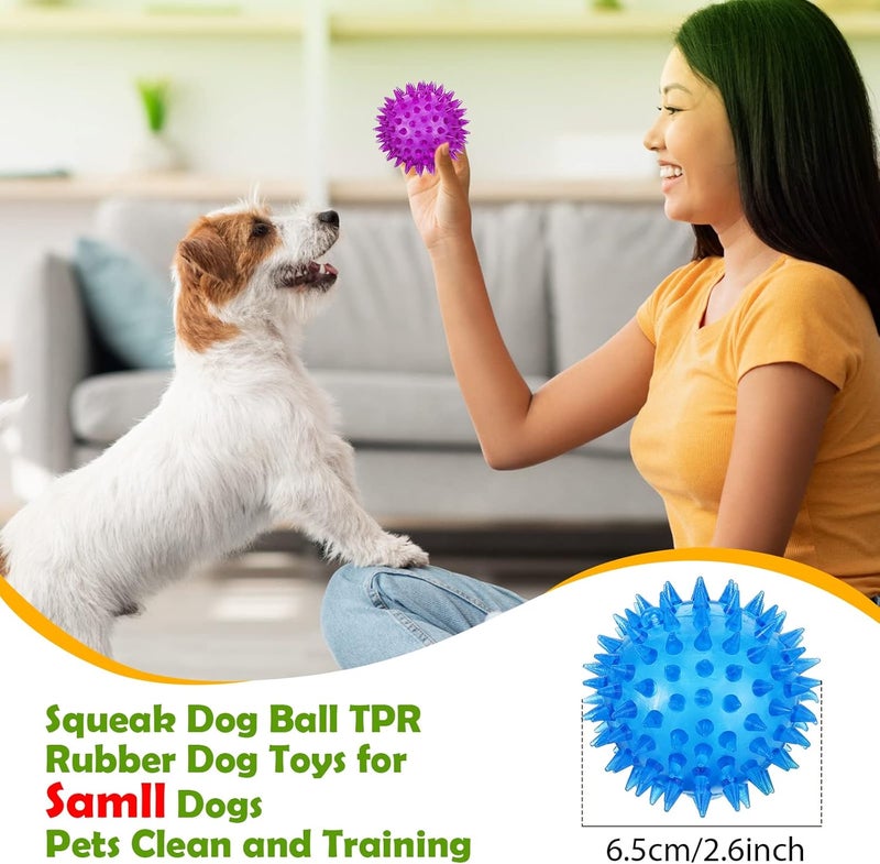 Jerify 60 Pieces 256 Inches Squeaky Balls for Dogs Small Spiky Dog Ball Fetch Rubber Balls Puppy Spikey Ball Dog Chew Toys Christmas Small Pets Clean Teeth and Training Multicolor - Image 3