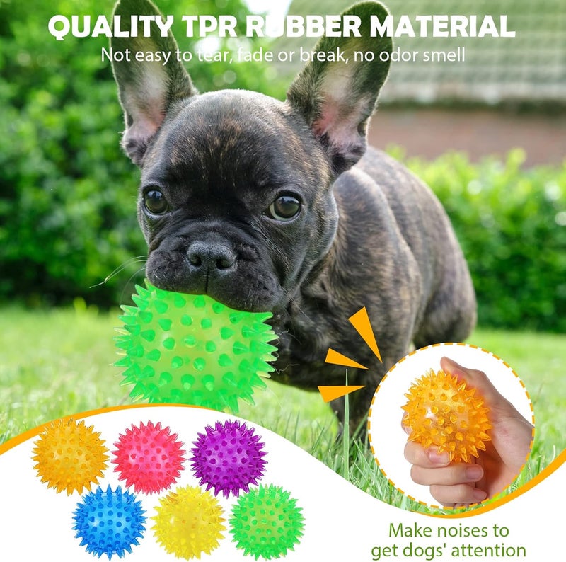 Jerify 60 Pieces 256 Inches Squeaky Balls for Dogs Small Spiky Dog Ball Fetch Rubber Balls Puppy Spikey Ball Dog Chew Toys Christmas Small Pets Clean Teeth and Training Multicolor - Image 4