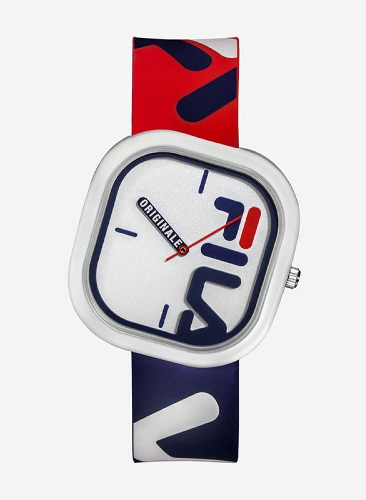 FILA ADULT UNISEX ANALOGUE WATCH ALLOY CASE RED BLUE SILICONE STRAP, 38-6098-002 - Image 1