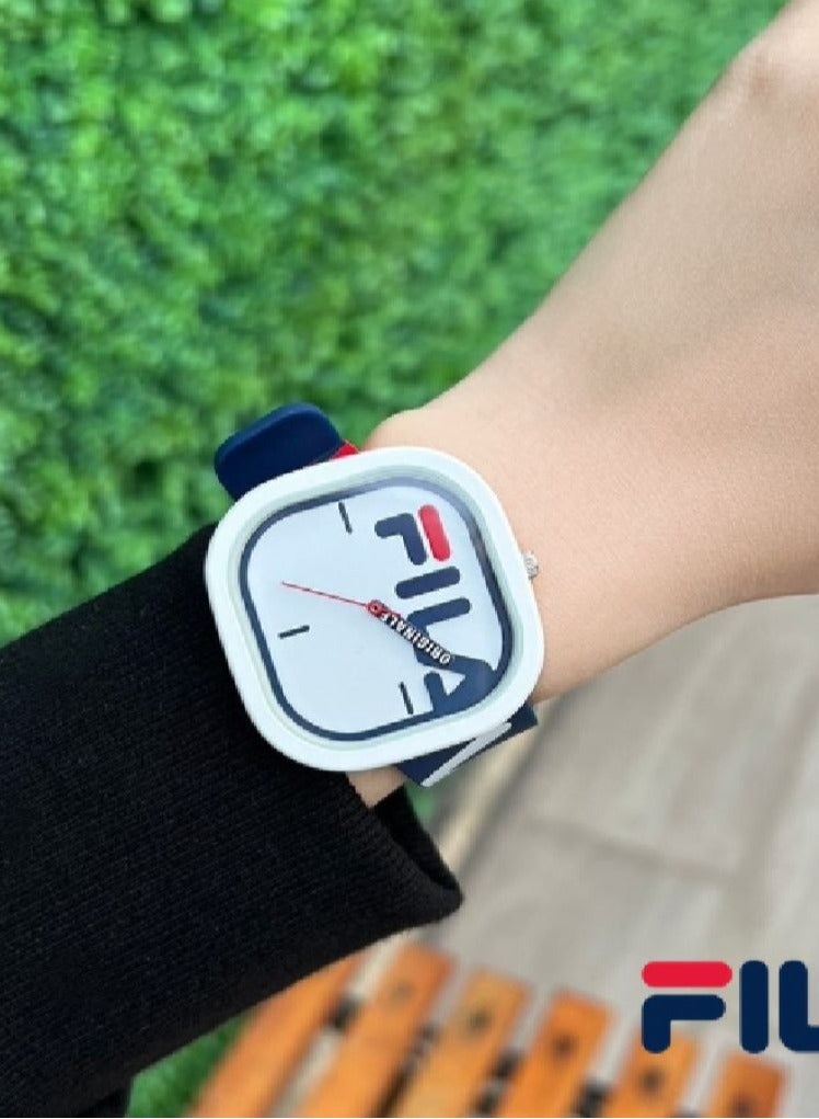 FILA ADULT UNISEX ANALOGUE WATCH ALLOY CASE RED BLUE SILICONE STRAP, 38-6098-002 - Image 3