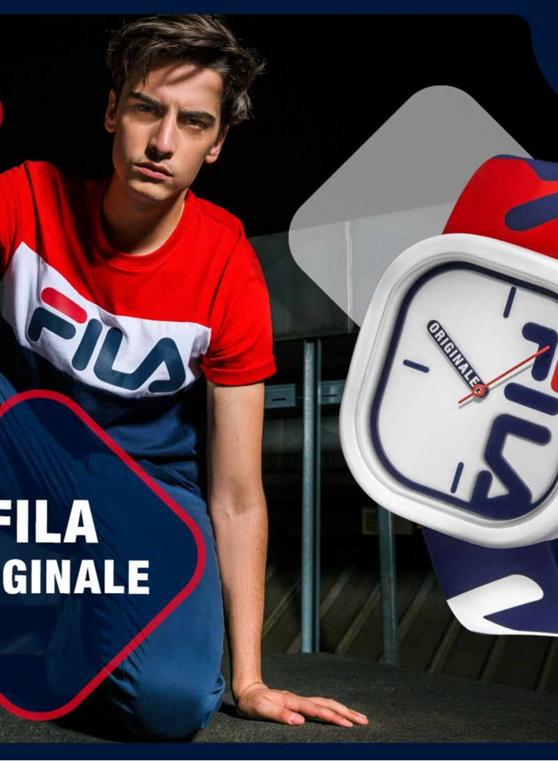FILA ADULT UNISEX ANALOGUE WATCH ALLOY CASE RED BLUE SILICONE STRAP, 38-6098-002 - Image 4