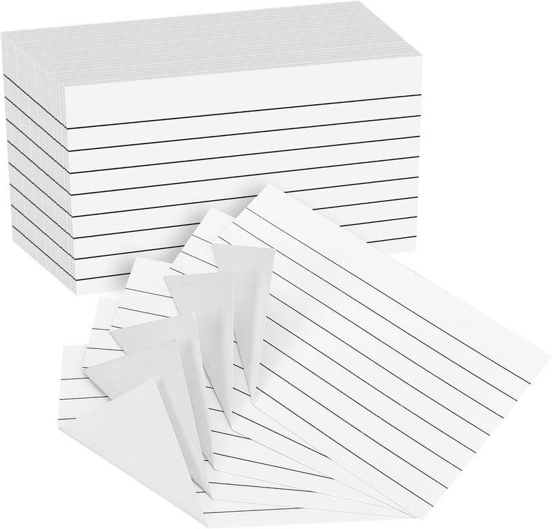 PENPRIS Ruled Index Cards 5"×3", Double-sided Blank Flash Cards Lined Study Cards School Office Supplies, 160GSM (White (300 Count), 5×3 Inch) - Image 1