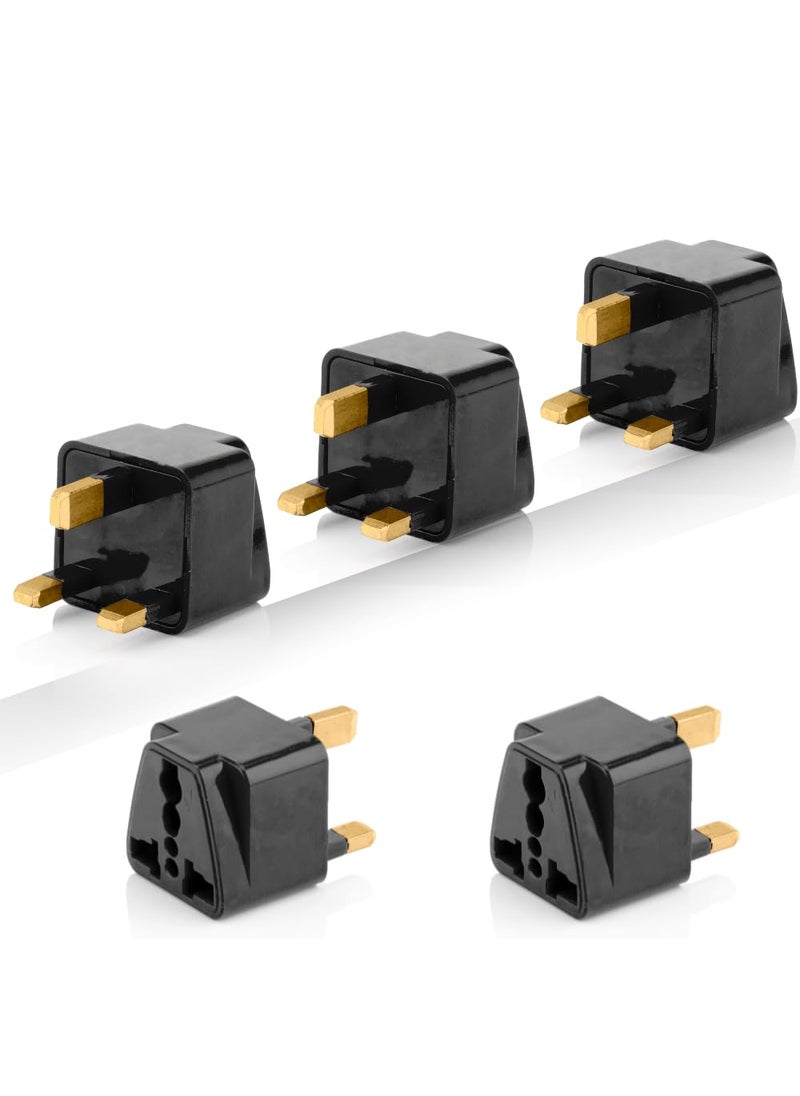 HI PLASST PINS N PLUGS HiPlasst Black UK Adapter TypeG Plug 5pcs Pack UK Travel Converter for Dubai Singapore Hong Kong Malaysia Compact Durable India to UK Plug Adapter  - Image 1