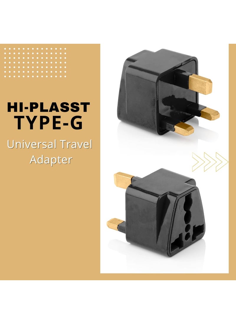 HI PLASST PINS N PLUGS HiPlasst Black UK Adapter TypeG Plug 5pcs Pack UK Travel Converter for Dubai Singapore Hong Kong Malaysia Compact Durable India to UK Plug Adapter  - Image 2