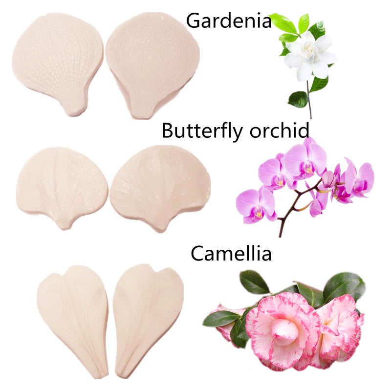 kulepin 12set Gumpaste Flower Molds Fondant Flower Molds  Silicone Veining Molds Sugar Flower Making Tools for Fondant Chocolate Soap Polymer Clay Cake Decorating - Image 4