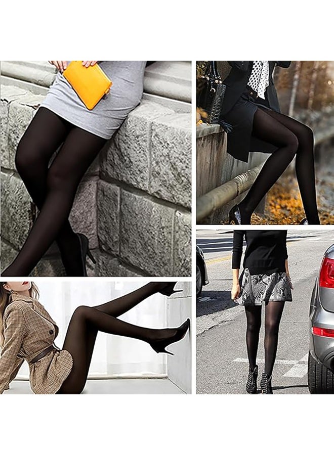 TAPIT 2Pack Oily Gloss Tights High Waist Sheer Women Pantyhose 360° Seamless Sheer Girls Stockings Women Tights with 3D Soft Top Footed Run Resistant for Daily Wear, One Size Beige Black - Image 5