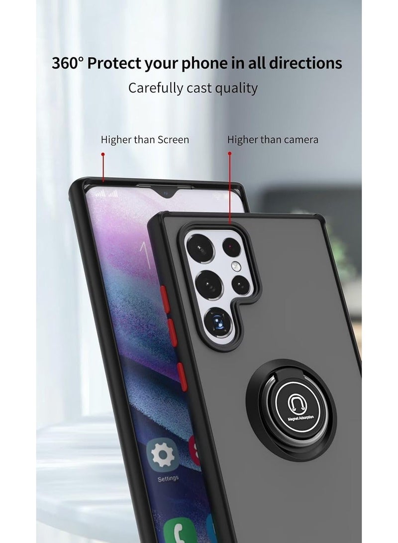 Fuxin Samsung Galaxy S25 Ultra Rotating Metal Ring Case with Kickstand - Shockproof Matte Finish Anti-Fingerprint Magnetic Car Mount  Cover - Image 4