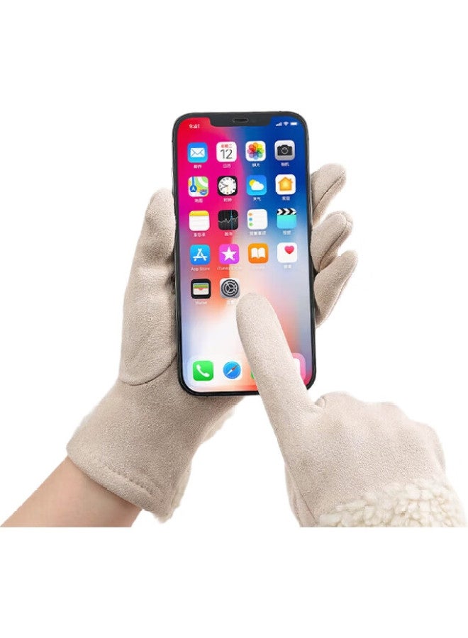 JIUMU Warm Gloves For Women, Autumn And Winter, Windproof, Cold-Resistant, Anti-Freeze, Fleece-Lined, For Cycling, Driving, Electric Bikes, Touchscreen Gloves - Image 1