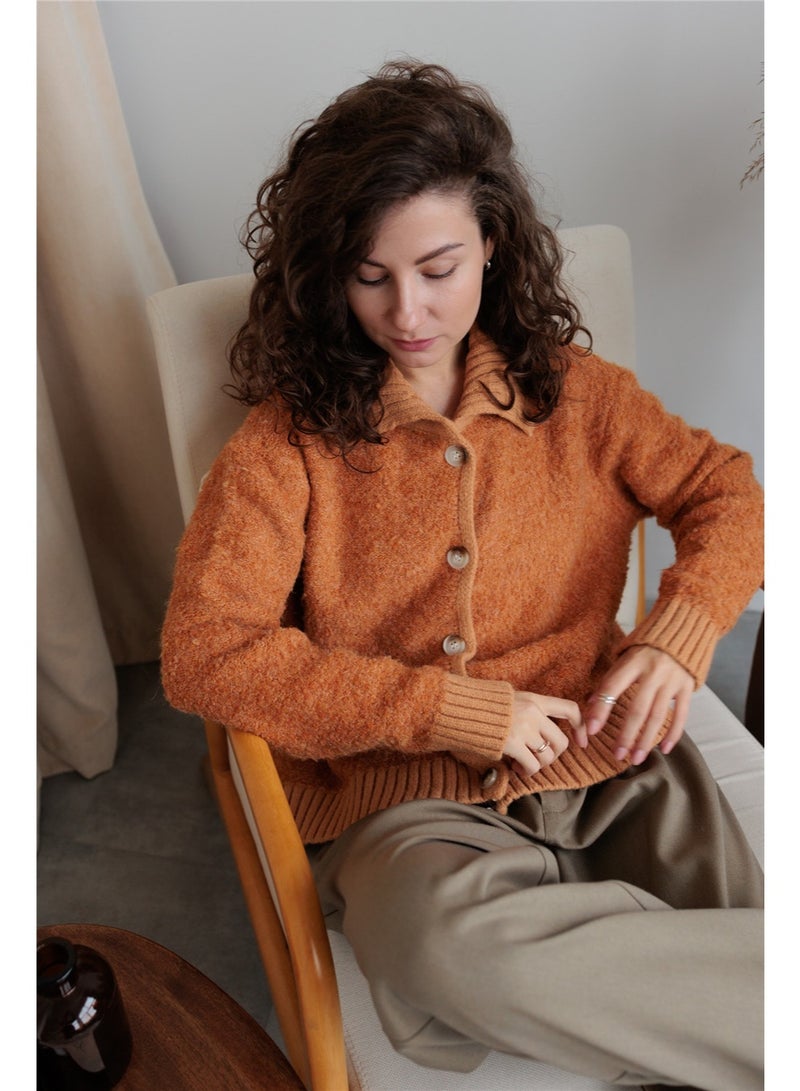 NIBEMINENT Fluffy Sweater Coat Women  Autumn and Winter Style Lazy Loose Turn-Down Collar Knitted Cardigan Top - Image 1